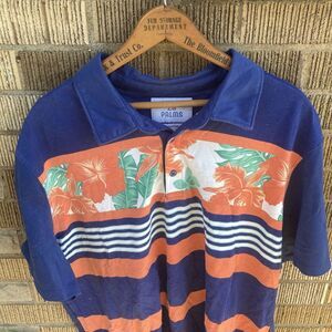 Tropical Floral Hawaiian Men's 28 Palms 2XL Golf Polo Shirt Short Sleeve Summer‎